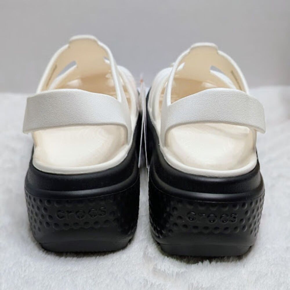 CROCS Stomp Black & White Fisherman Chunky Platform Sandals Women's 10 NWT - Picture 7 of 12